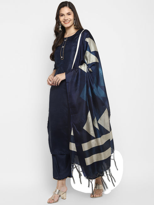 Women Blue Gotta Patti Kurta with Palazzos & With Dupatta