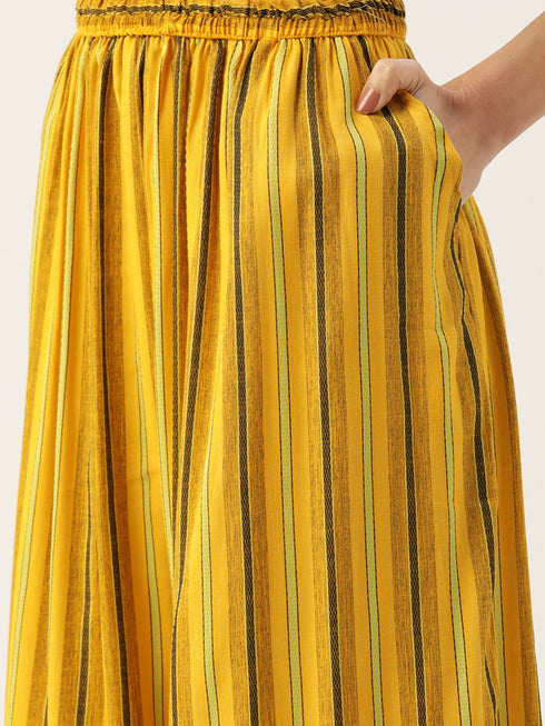 Embroidery Kurta and Palazzo Set Rayon (Mustard)