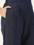 Navy Blue Panelled Straight Cotton Kurta Suit Set
