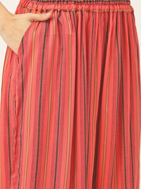 Embroidery Kurta and Palazzo Set Rayon (Orange)