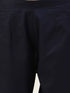 Navy Blue Cotton Blend Straight Kurta Suit Set