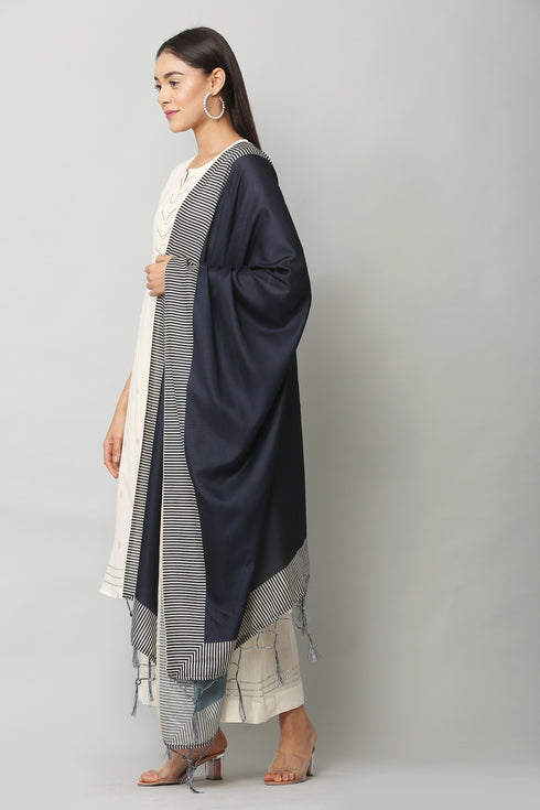 Women Art Silk Printed Blue Dupatta