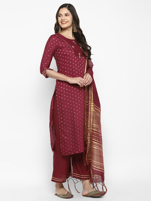 Rani Straight Chanderi Silk Kurta Suit Set