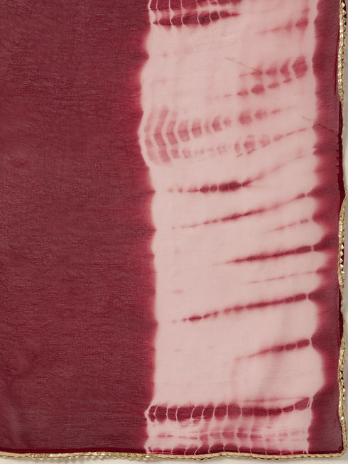 Wine Panelled Straight Cotton Kurta Suit Set