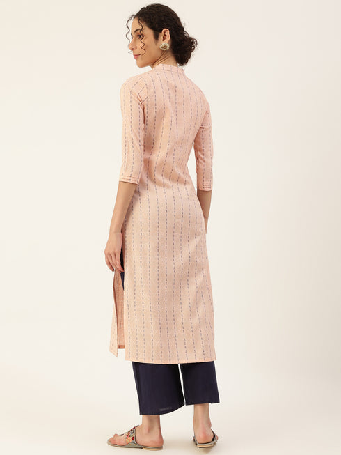 Women's Embroidery Cotton Zari Work Straight Kurta