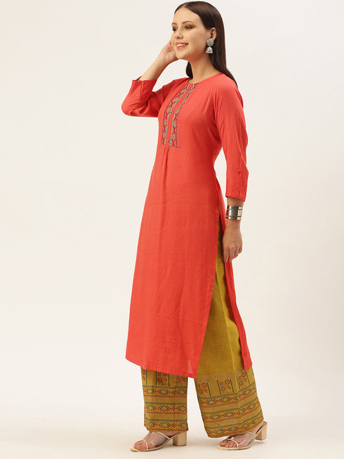 Orange Kurta and Palazzo Set
