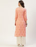 Women Embroidered Cotton Blend Straight Kurta (Orange)