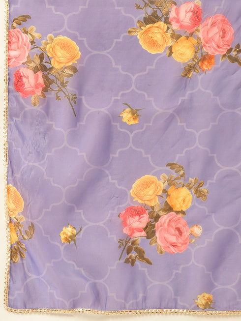 Rust Striped Work Chanderi Silk Kurta Suit Set