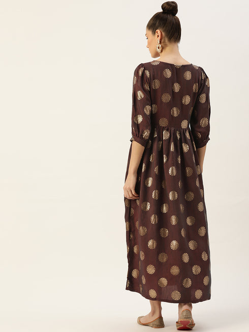 Women Rayon Satin Foil Printed Straight Kurta