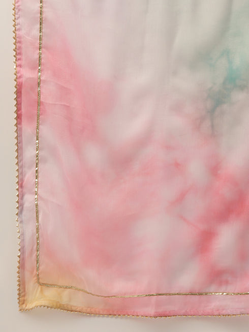 Women's Cotton Blend Self Design Straight Kurta Suit Set