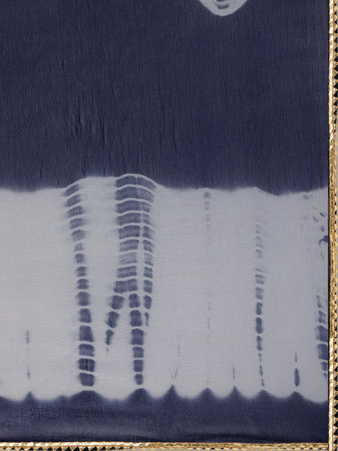 Navy Blue Panelled Straight Cotton Kurta Suit Set