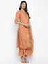 Peach Straight Chanderi Silk Kurta Suit Set