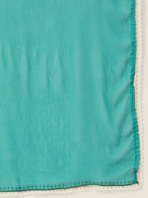 Rama Panelled Printed A-Line Rayon Kurta Suit Set