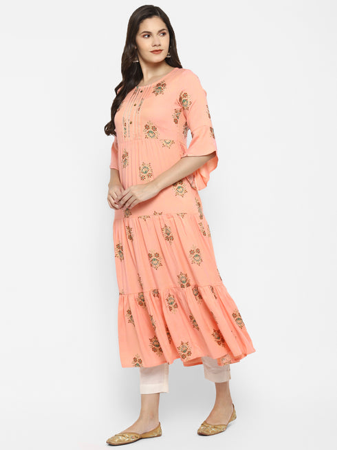 Women Floral Print Rayon A-line Kurta