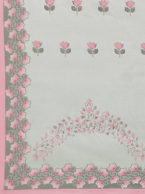 Peach-Coloured Cotton Embroidered Kurta Suit Set