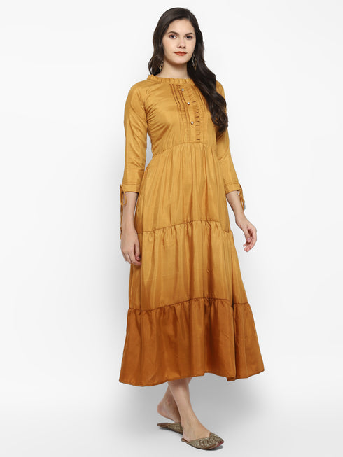 Polyester shaded flared maxi dress