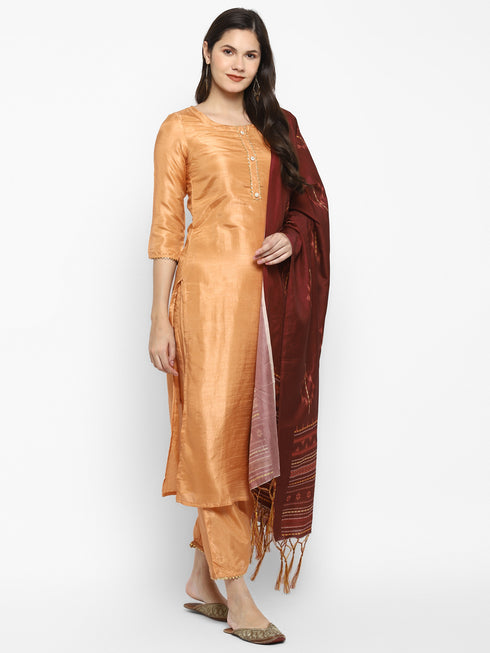 Women orange Gotta Patti Kurta with Palazzos & With Dupatta