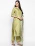 Women Sea Green Gotta Patti Kurta with Palazzos & With Dupatta