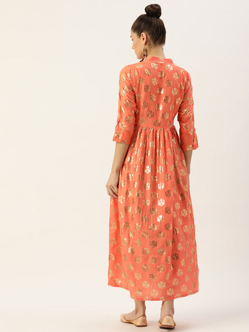 Women Rayon Satin Foil Printed Straight Kurta