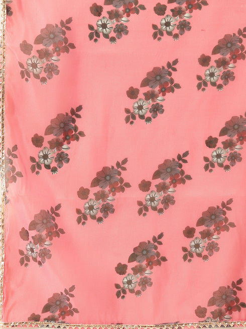 Grey Striped Chanderi Silk Kurta Suit Set