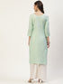 Women Embroidered Cotton Blend Straight Kurta (Light Green)
