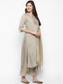 Women Grey Straight Chanderi Silk Kurta with Palazzos & Dupatta