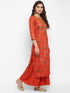 Orange Linen Ethnic Motifs Printed Regular Kurta Suit Set