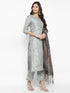 Women Grey Gotta Patti Kurta with Palazzos & With Dupatta