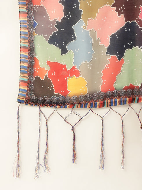 Women Rayon Embroidery Kurta Trousers Set (White)