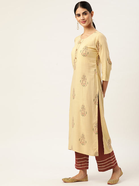 Women Floral Print Rayon A-line Kurta set