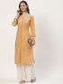 Women Embroidered Pure Cotton Straight Kurta (Orange)