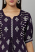 Purple Rayon Printed Straight Kurta Suit Set
