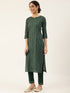 Green Cotton Blend Straight Kurta Suit Set