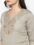Women Grey Straight Chanderi Silk Kurta with Palazzos & Dupatta