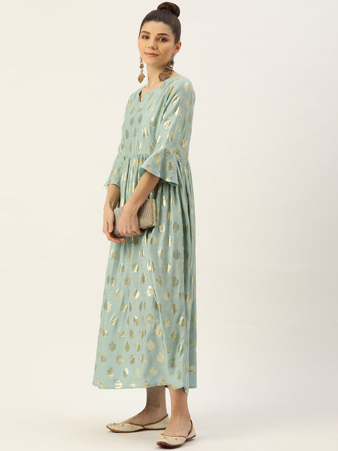 Women Rayon Satin Foil Printed Straight Kurta