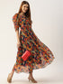 Women A-line Multicolour Flared Printed Dress