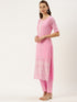 Embroidery Straight Pink Kurta, Pant with dupatta set