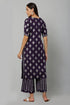 Purple Rayon Printed Straight Kurta Suit Set