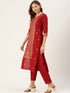 Maroon Panelled Straight Cotton Kurta Suit Set