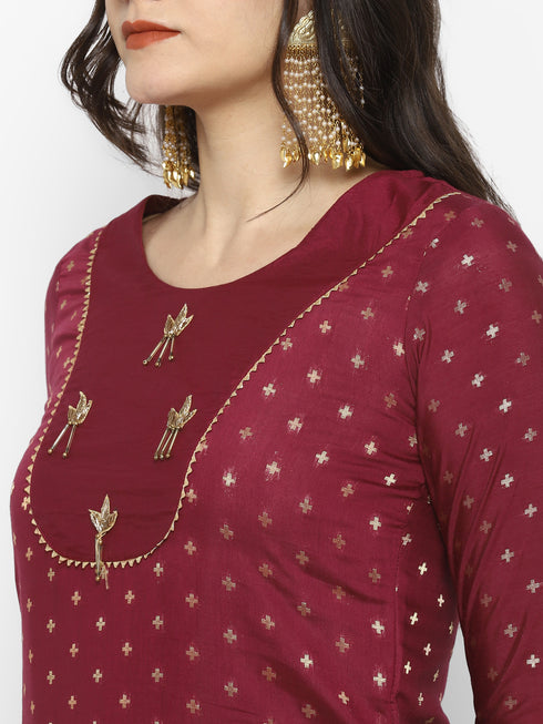 Rani Straight Chanderi Silk Kurta Suit Set