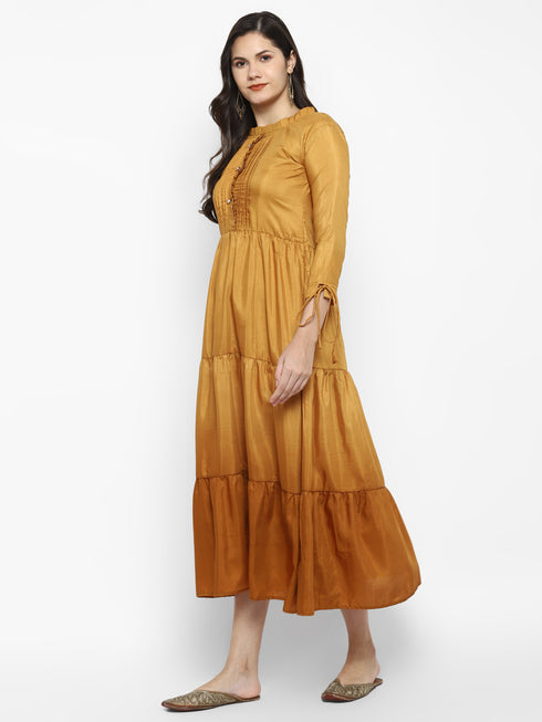 Polyester shaded flared maxi dress