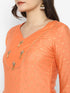 Orange Straight Chanderi Silk Kurta Suit Set