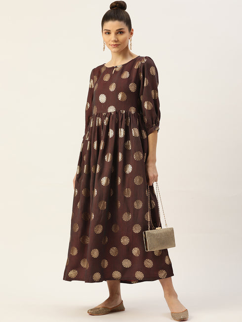 Women Rayon Satin Foil Printed Straight Kurta