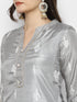 Printed Grey Silk Straight Kurta Suit Set