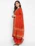 Orange Linen Ethnic Motifs Printed Regular Kurta Suit Set