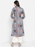 Grey Floral Printed Casual Kurta