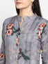 Grey Floral Printed Casual Kurta