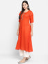 Women Embroidered Cotton Blend A-line Kurta (Orange)