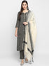 Grey Rayon Embroidered Straight Kurta Suit Set