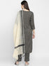 Grey Rayon Embroidered Straight Kurta Suit Set